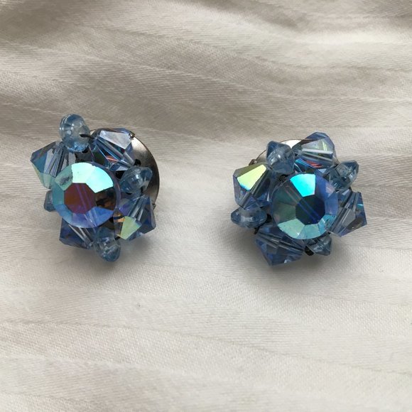 Vintage Jewelry - Vintage Blue Clip on Earrings